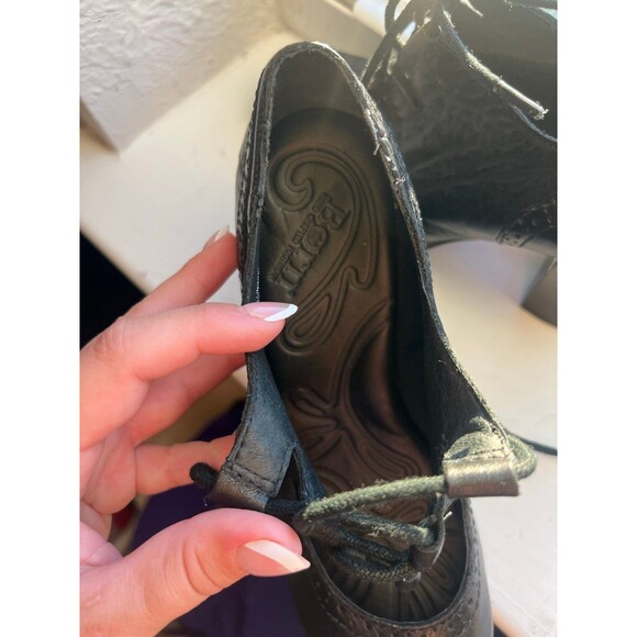Born Rosel Black Leather Lace Up Oxford MaryJane High Heels Women’s Size 7 - Picture 8 of 12